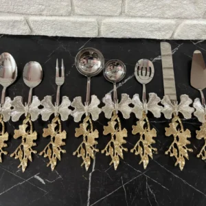 Gold Butterfly Leaf Utensil Set: Elegant Kitchen Decor