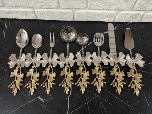 Gold Butterfly Leaf Utensil Set: Elegant Kitchen Decor